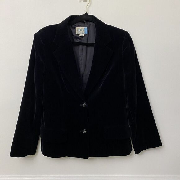 Atkins JR Women's Velvet Black Cotton Blazer Size 13 Made in Japan - Picture 10 of 12